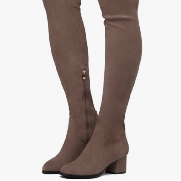 Womens Caraa Over The Knee Thigh High Boots Low Block Chunky Heel Long Stretch F - Picture 1 of 2